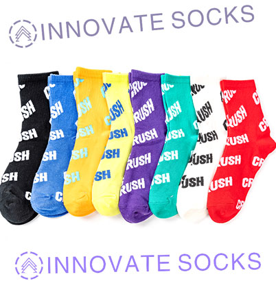 Knitting Letters Fashion Cotton Crew Happy Socks