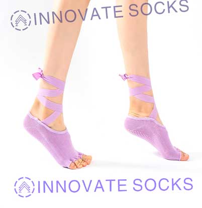 Open Toe Non Slip Pilates Barre Fitness Yoga Socks-1