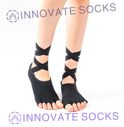 Open Toe Non Slip Pilates Barre Fitness Yoga Socks-2