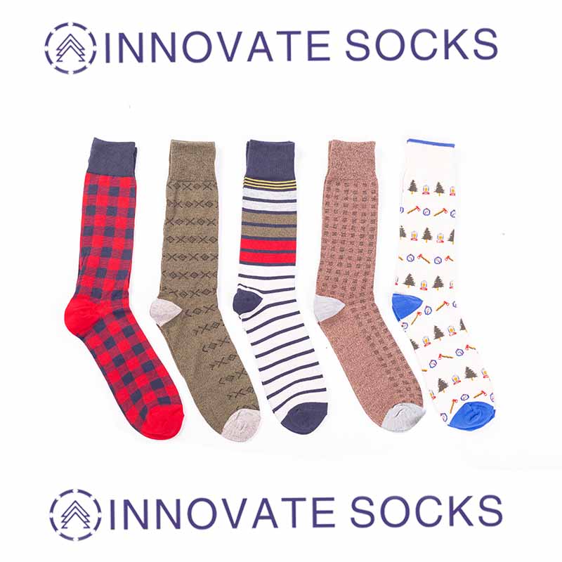 Custom Women Fashion Geometric Plaid Pattern Jacquard Tube Cotton Crew Happy Socks